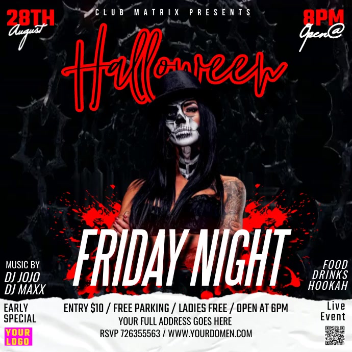 Halloween friday night Publicação no Instagram template