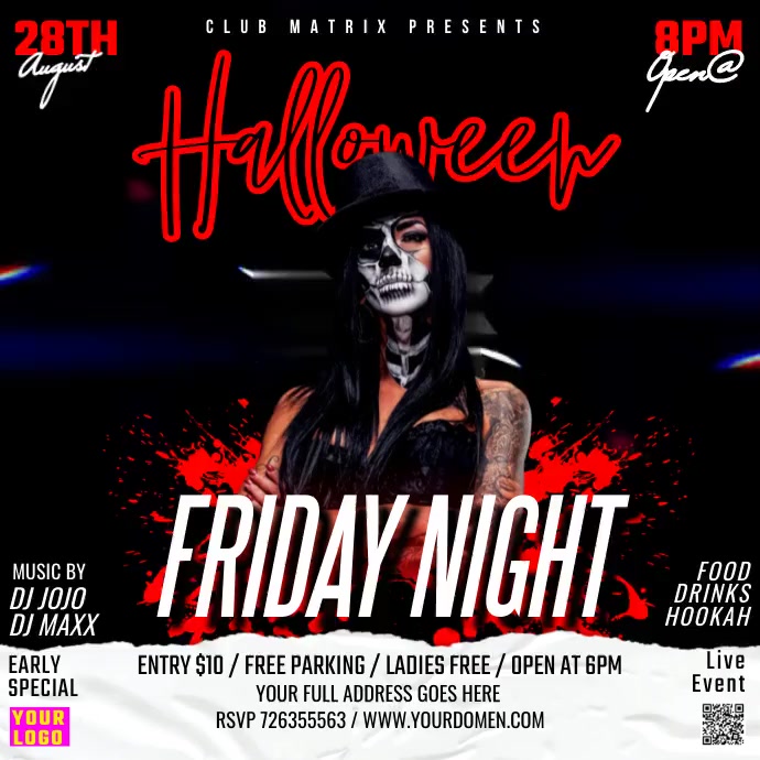 Halloween friday night Instagram Plasing template