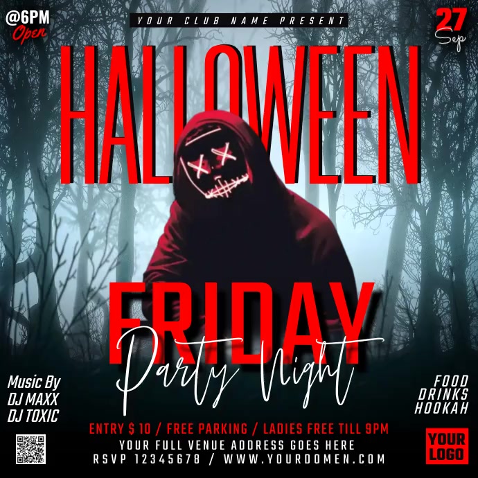 halloween friday night party Instagram Plasing template