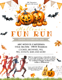 White Halloween Fun Run Рекламная листовка Template
