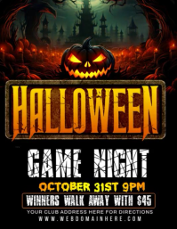 Halloween game night flyer Ulotka (US Letter) template