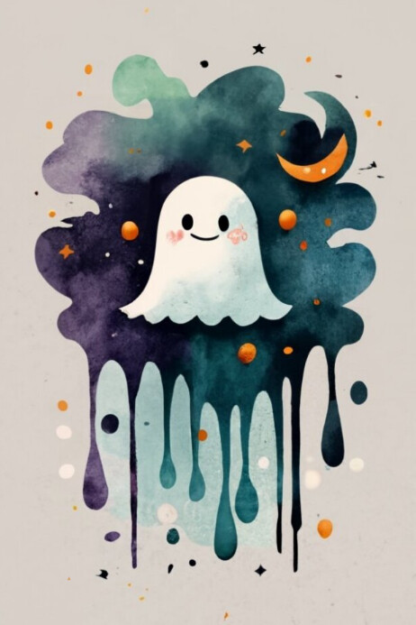 Colorful Ink Ghost Halloween ghost in ink splash design template | PosterMyWall