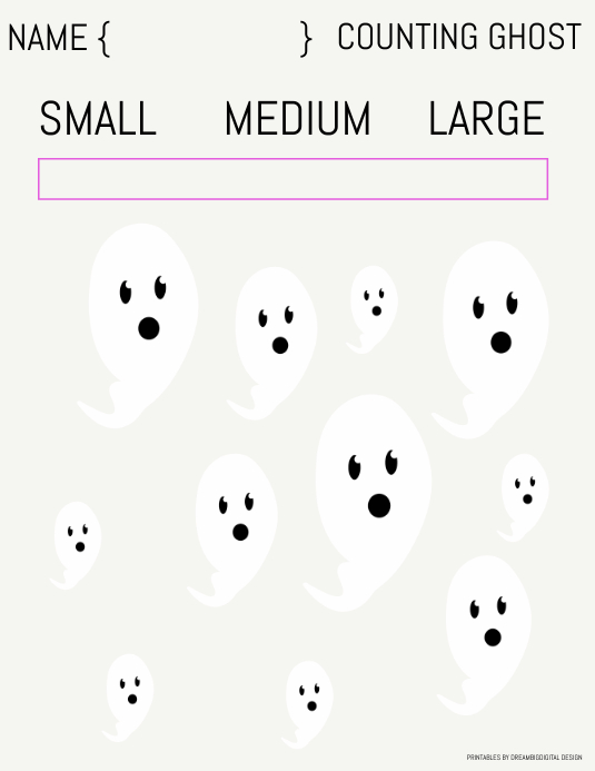 Copy of Halloween Ghost Size Preschool Printables PosterMyWall
