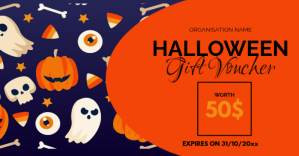 Merah Halloween Gift Voucher delt Facebook-billede Template