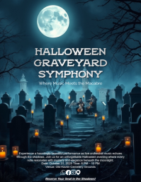 Halloween Graveyard Symphony Flyer Template – Gothic Orchestral Music Event Design