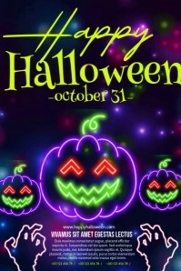 Halloween Green Neon Poster template