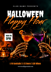 Zwart Halloween Happy Hour A2 Template