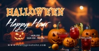Halloween Happy Hour Poster Template – Spooky Bar & Drink Party Flyer Annuncio Facebook