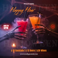 Halloween Happy Hour Poster Template – Spooky Bar & Drink Party Flyer