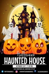 halloween haunted house, Halloween party Plakat template