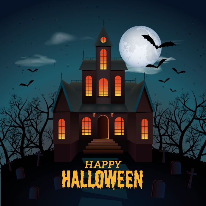 Halloween haunted house background with gradi Template | PosterMyWall