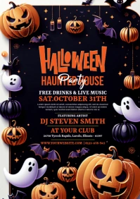 Halloween haunted house A5 template