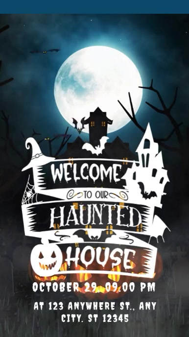 Halloween Haunted House Instagram Story งานแสดงผลงานแบบดิจิทัล (9:16) template