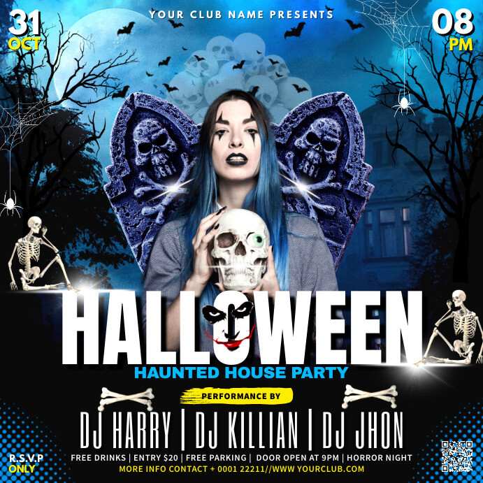 Plantilla de halloween haunted house party flyer | PosterMyWall