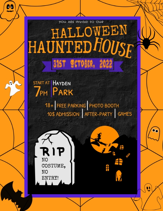 Plantilla de De Cartel de Casa Embrujada de Halloween | PosterMyWall