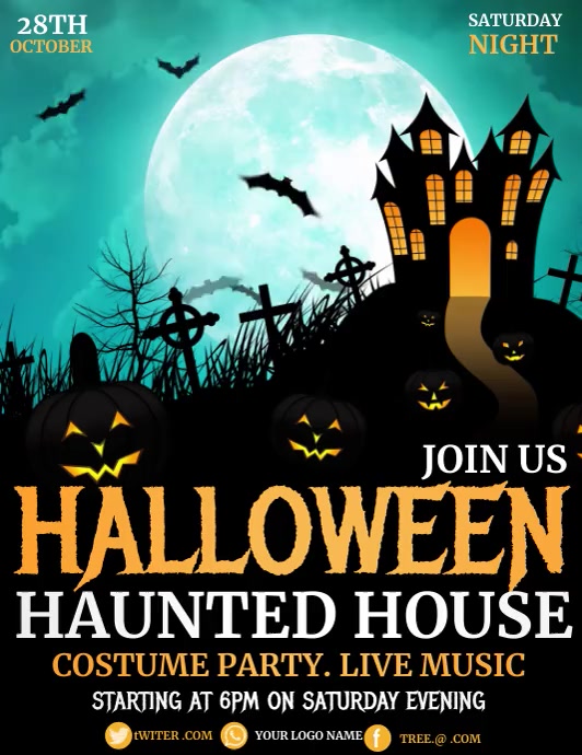 Copy of Halloween haunted house video flyer PosterMyWall