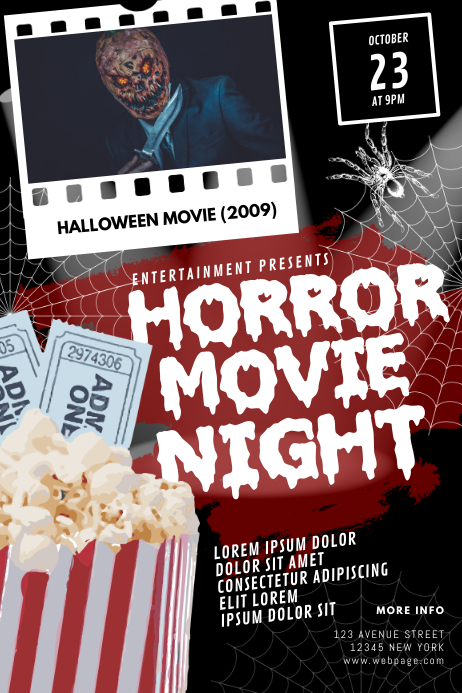 Halloween Horror Movie Night Flyer Template Postermywall