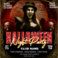 Halloween horror night Party flyer Instagram Post template