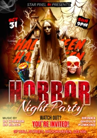 Halloween Horror Night Party flyer A3 template