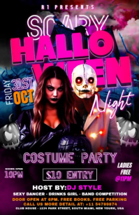 Halloween Horror Night Party flyer Half Page Wide template