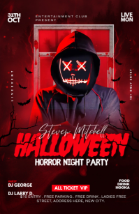 Noir Halloween Horror Night Party Halve pagina breed Template