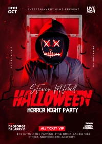 Halloween horror party flyer A3 template