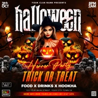 halloween horror party flyer Instagram Post template