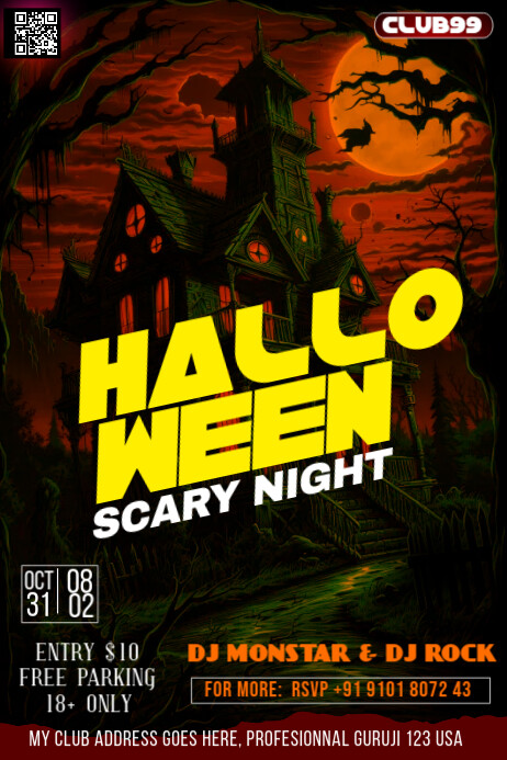 halloween /horror/spooky/trick or treat party Template | PosterMyWall