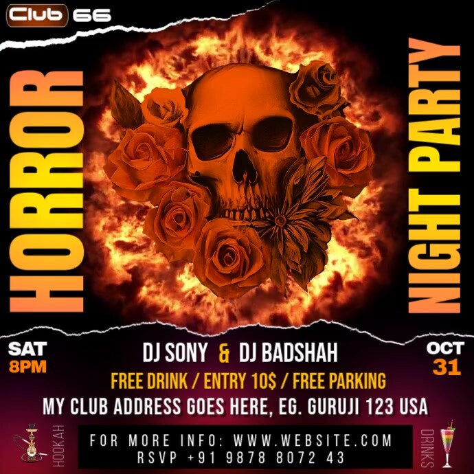 halloween /horror/spooky/trick or treat party Template | PosterMyWall