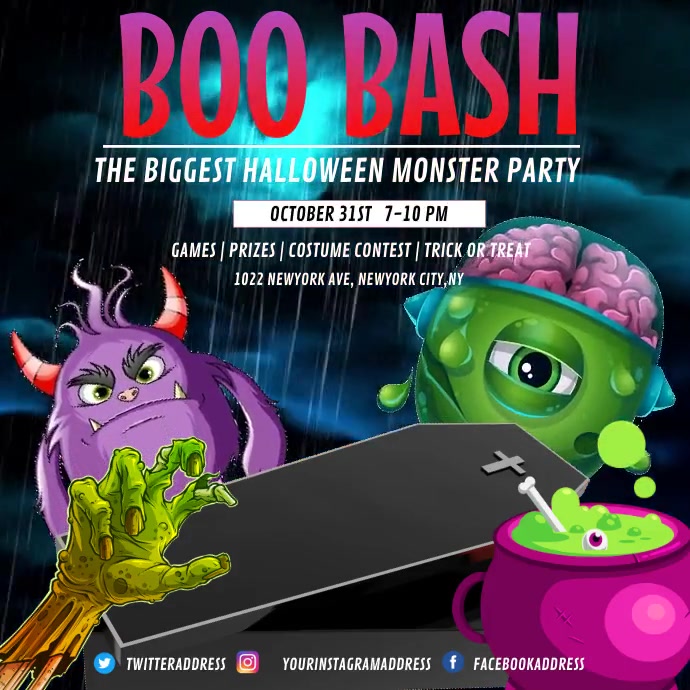 halloween Instagram post, Halloween party Wpis na Instagrama template