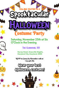 Halloween invitation happy celebration temple flayer editablet celebration Poster template