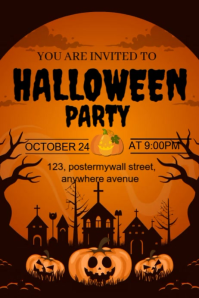 Halloween invitation party flyer template 海报