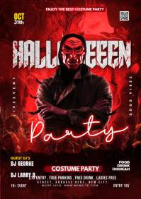 สีแดง Halloween Costume Party A3 Template