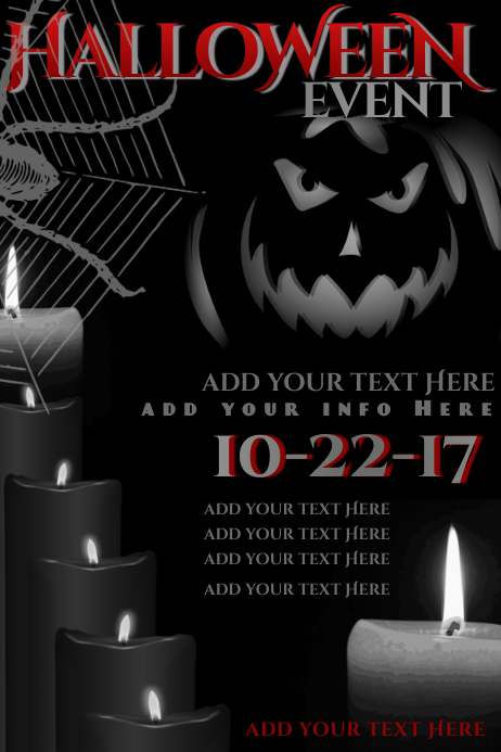 halloween jack lantern pumpkin spider web blood candle house party flyer template