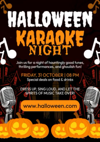 Black Halloween Karaoke Night A4 Template