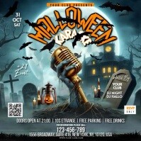 Turquoise Halloween Karaoke Event Instagram-opslag Template