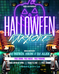 Halloween karaoke neon instagram portrait template