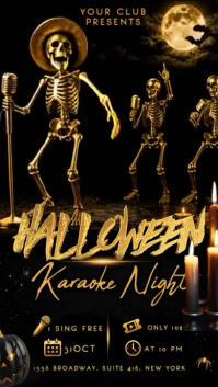 Zwart Halloween Karaoke Night Ekran reklamowy Template
