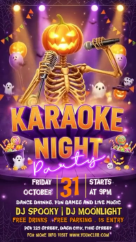 Пурпурный Halloween Karaoke Night История на Instagram Template