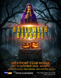 Black Halloween Karaoke Event ใบปลิว Template