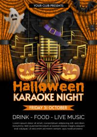 黑色 Halloween Karaoke Night A4 Template