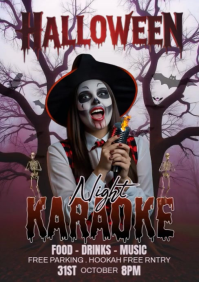 Halloween karaoke night poster A4 template