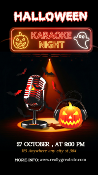 Halloween Karaoke Night Poster Template – Spooky Singing Party Design Instagram Story