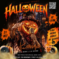 Black Halloween Karaoke Night 方形(1:1) Template