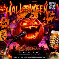Black Halloween Karaoke Night Square Template