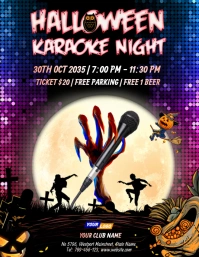 Halloween karaoke party flyer template