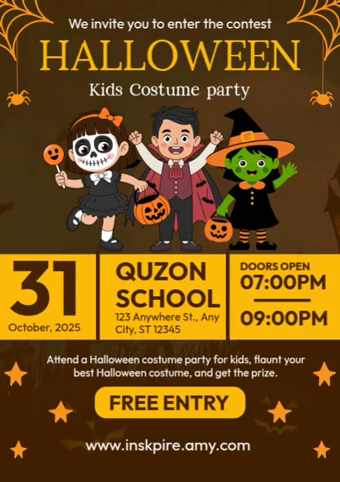 Halloween Kids Costume Party Poster Template | PosterMyWall