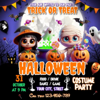 สีดำ Halloween Costume Party Post Instagram Template
