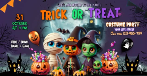 สีม่วง Halloween Costume Party Imagen Compartida en Facebook Template