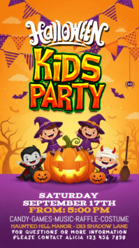 橙色 Halloween Kids Party História do Instagram Template